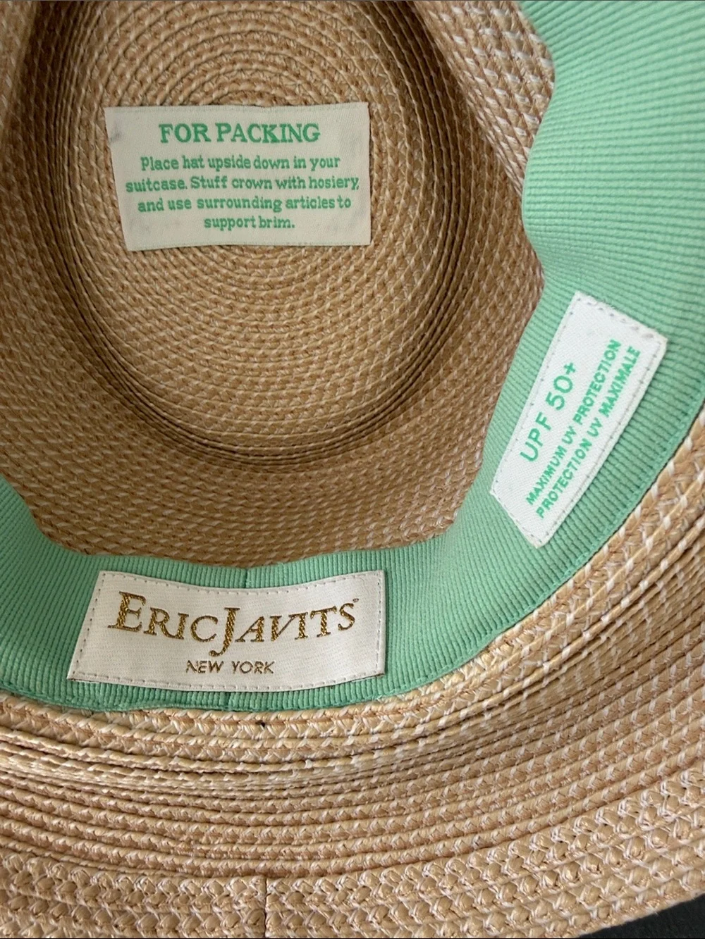 Eric Javits Cream Straw Phoenix Hat with Grosgrain Band - Picture 4 of 4